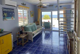 living area with sea view