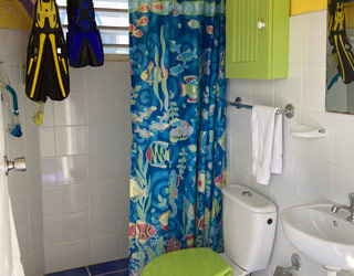 1st floor bathroom handy for storing beach & water gear